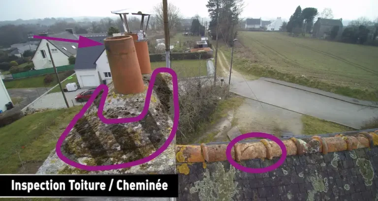 Bâtiment inspection toiture cheminéedrone
